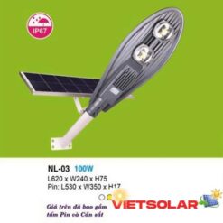 Đèn đường Hufa L620*W240*H75-100W, Pin: L530 x W350 x H17
