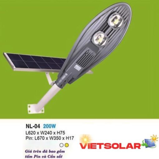 Đèn đường Hufa L620*W240*H75-200W, Pin: L670 x W350 x H17