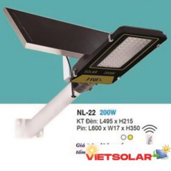 Đèn đường Hufa L495*H215-200W, Pin: L600 x W17 x H350