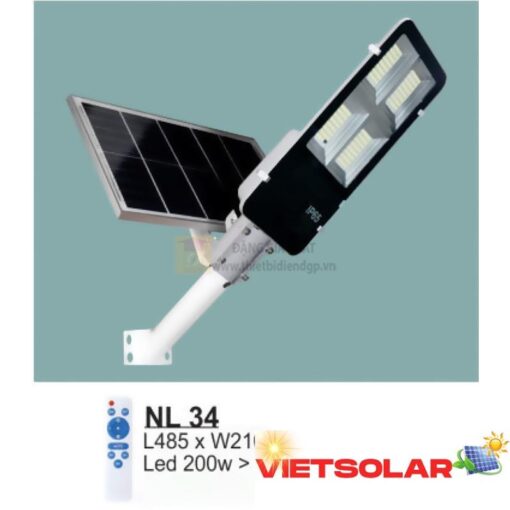 Đèn đường năng lượng Led 200W > 6500K - L485*W210 - có remote