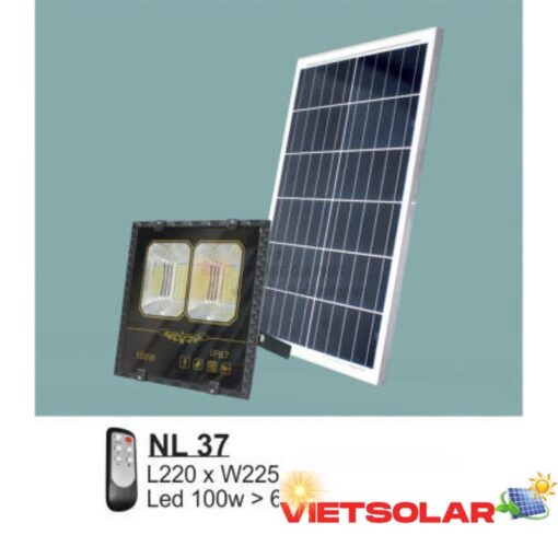Đèn pha năng lượng Led 100W > 6500K - L220*W225 - có remote