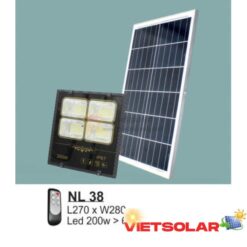 Đèn pha năng lượng Led 200W > 6500K - L270*W280 - có remote