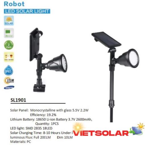 Đèn cắm cỏ năng lượng mặt trời robot