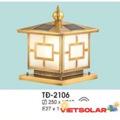 Đèn trụ cổng vuông Ø250*H320 - E27*1 + 5W, có remote