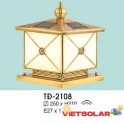 Đèn trụ cổng vuông Ø250*H320 - E27*1 + 5W, có remote