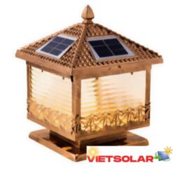 Đèn trụ cổng năng lượng mặt trời vuông E27-Led 4W, ánh sáng vàng