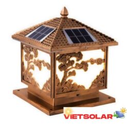 Đèn trụ cổng năng lượng mặt trời vuông E27-Led 3W, ánh sáng vàng
