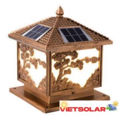 Đèn trụ cổng năng lượng mặt trời vuông E27-Led 4W, ánh sáng vàng