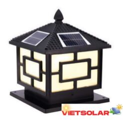 Đèn trụ cổng năng lượng mặt trời vuông E27-Led 3W, ánh sáng vàng