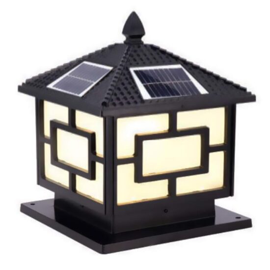 Đèn trụ cổng năng lượng mặt trời vuông E27-Led 5W, ánh sáng vàng