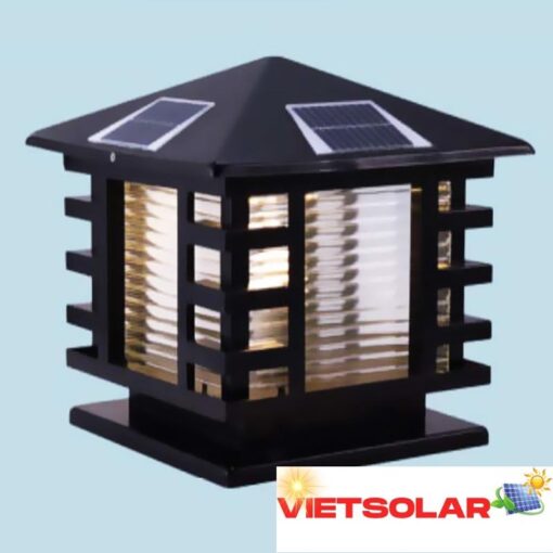 Đèn trụ cổng năng lượng mặt trời vuông E27-Led 5W, ánh sáng vàng