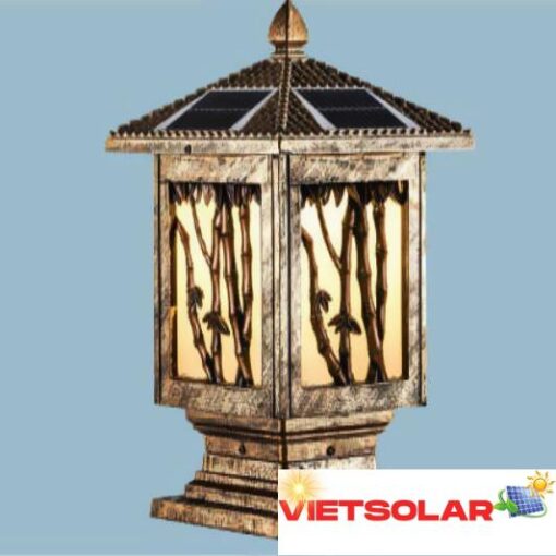 Đèn trụ cổng năng lượng mặt trời vuông E27-Led 5W, ánh sáng vàng
