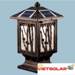 Đèn trụ cổng năng lượng mặt trời vuông E27-Led 5W, ánh sáng vàng